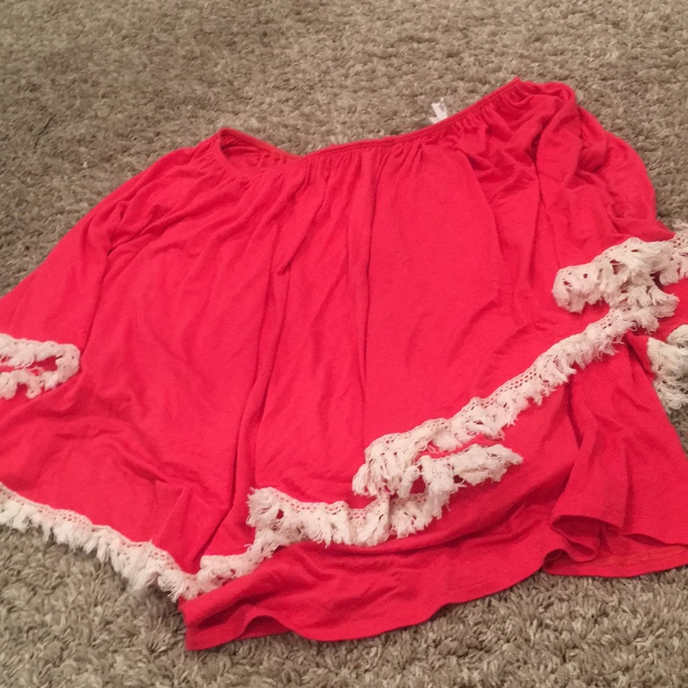 Fringe off the shoulder top